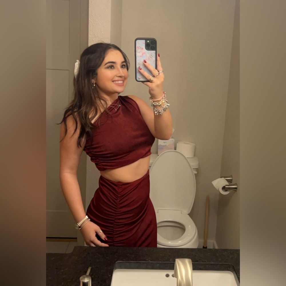 Boohoo Maroon Two Piece Set
